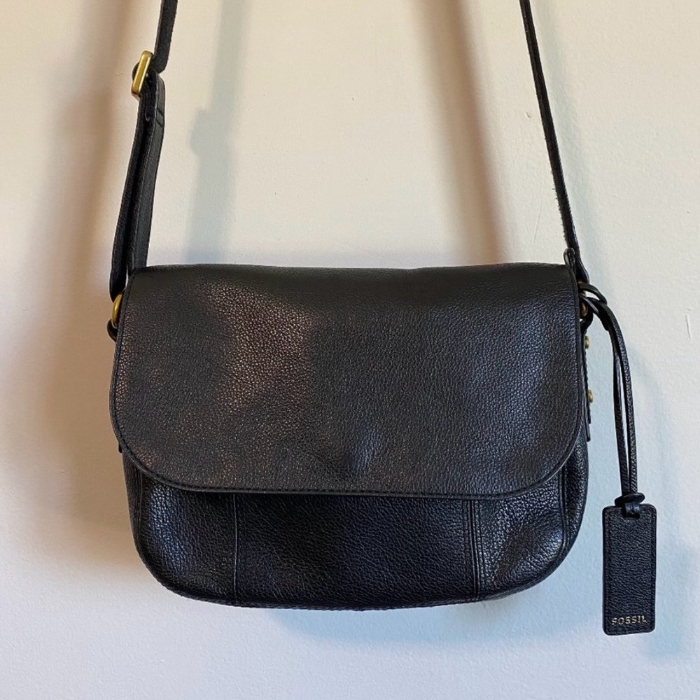 Fossil Black Leather Crossbody Bag